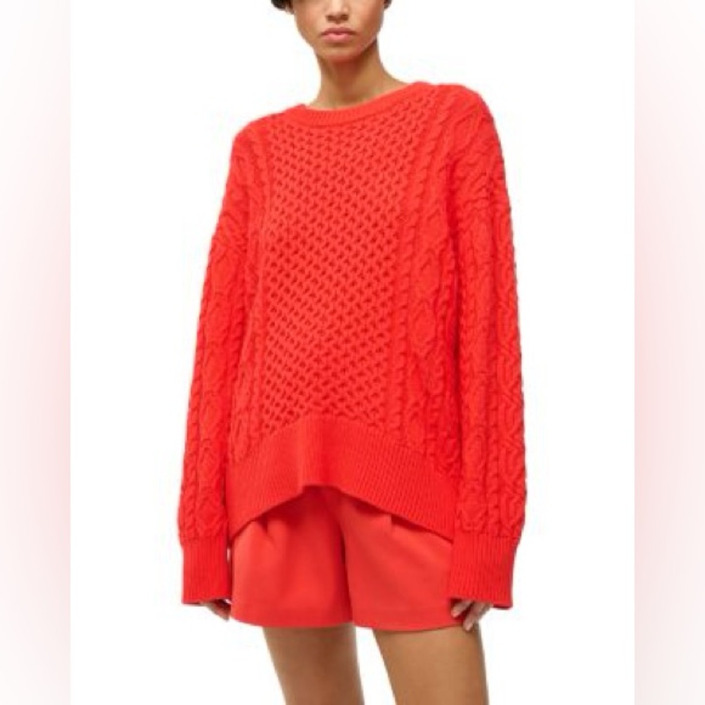 NWT Staud Tracy cable knit sweater- red, size Medium